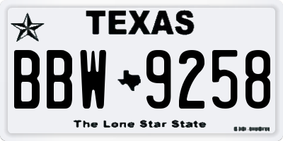 TX license plate BBW9258