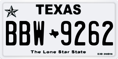 TX license plate BBW9262