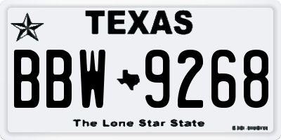 TX license plate BBW9268