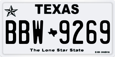 TX license plate BBW9269