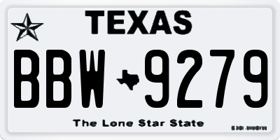 TX license plate BBW9279