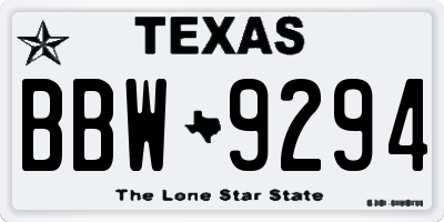 TX license plate BBW9294