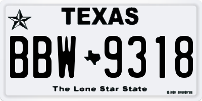 TX license plate BBW9318