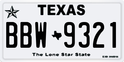 TX license plate BBW9321