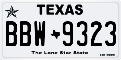 TX license plate BBW9323