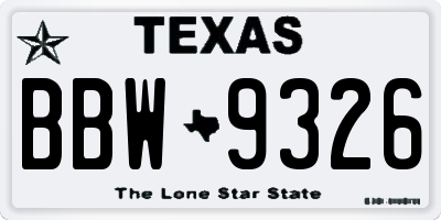 TX license plate BBW9326