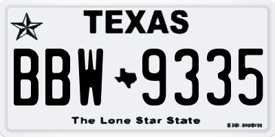 TX license plate BBW9335