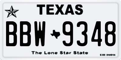 TX license plate BBW9348