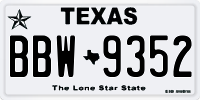 TX license plate BBW9352