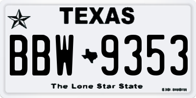 TX license plate BBW9353