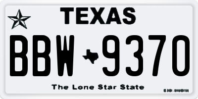 TX license plate BBW9370