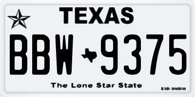 TX license plate BBW9375