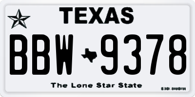 TX license plate BBW9378