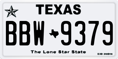 TX license plate BBW9379