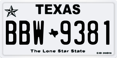 TX license plate BBW9381
