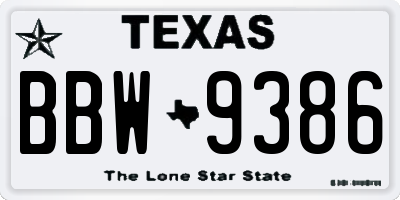 TX license plate BBW9386