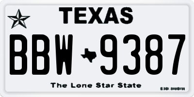 TX license plate BBW9387