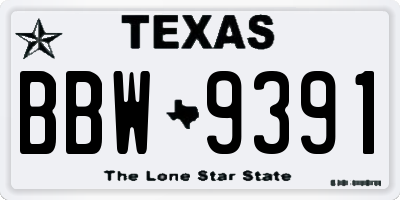 TX license plate BBW9391