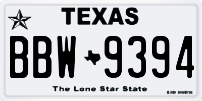 TX license plate BBW9394