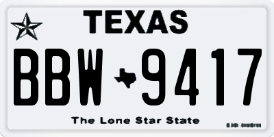 TX license plate BBW9417