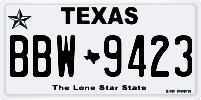 TX license plate BBW9423
