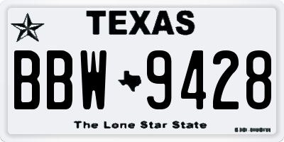 TX license plate BBW9428