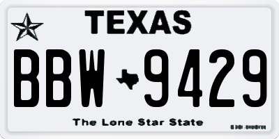 TX license plate BBW9429