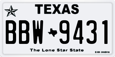 TX license plate BBW9431