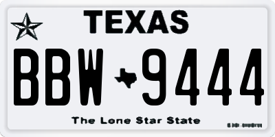 TX license plate BBW9444