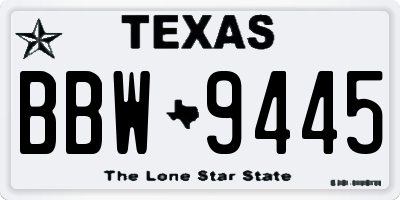 TX license plate BBW9445
