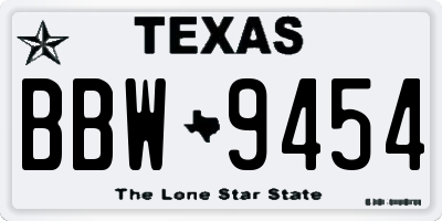 TX license plate BBW9454
