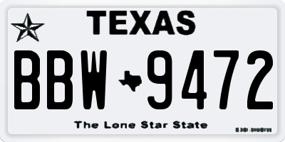 TX license plate BBW9472