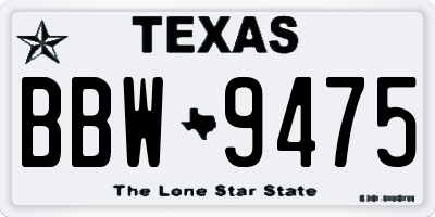 TX license plate BBW9475
