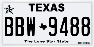 TX license plate BBW9488