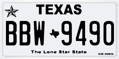 TX license plate BBW9490