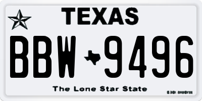 TX license plate BBW9496