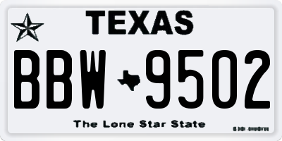 TX license plate BBW9502