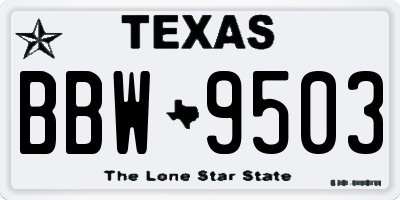 TX license plate BBW9503