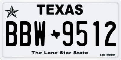 TX license plate BBW9512