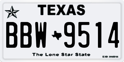 TX license plate BBW9514