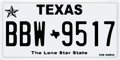 TX license plate BBW9517