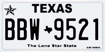 TX license plate BBW9521