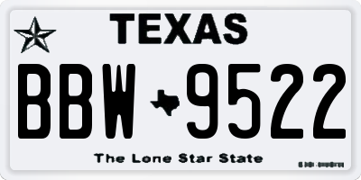 TX license plate BBW9522
