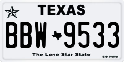 TX license plate BBW9533