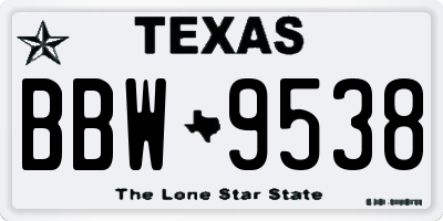 TX license plate BBW9538