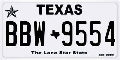 TX license plate BBW9554