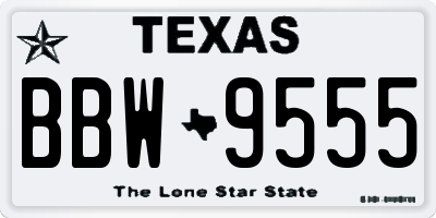 TX license plate BBW9555