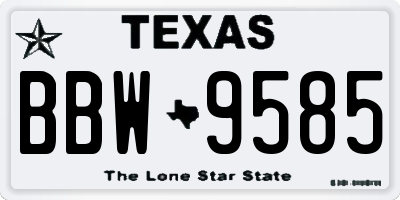 TX license plate BBW9585