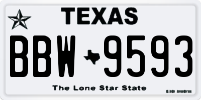 TX license plate BBW9593