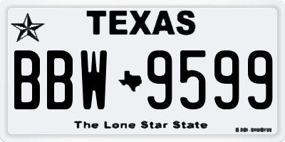 TX license plate BBW9599